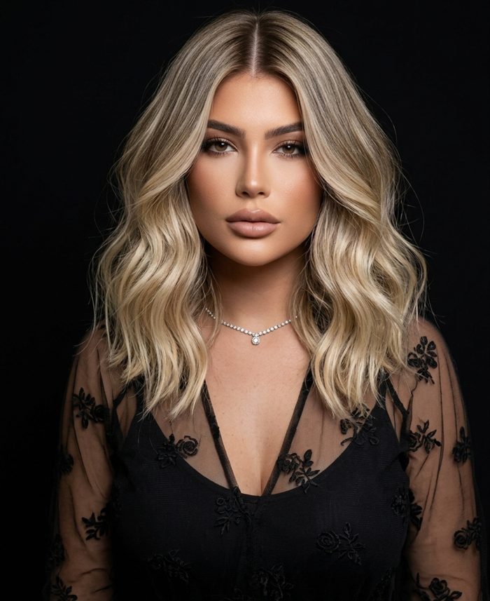Cabelo loiro com mechas iluminadas